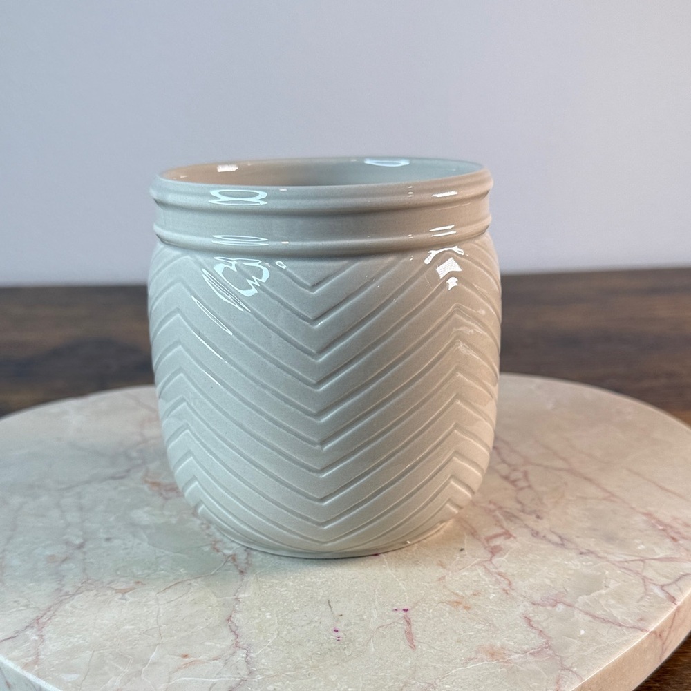 Chevron Patterned Ceramic Vase, High 4.5”